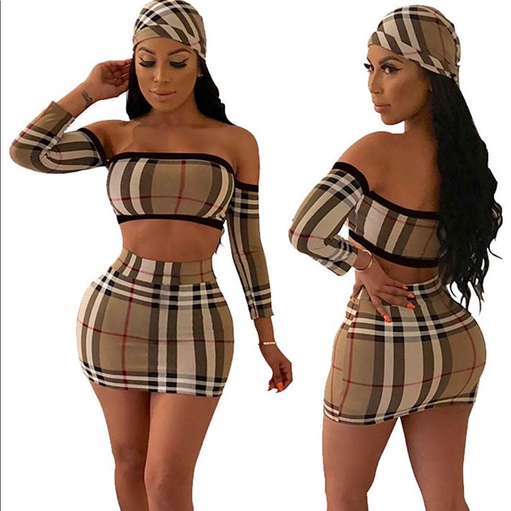 Three piece plaid oufit
